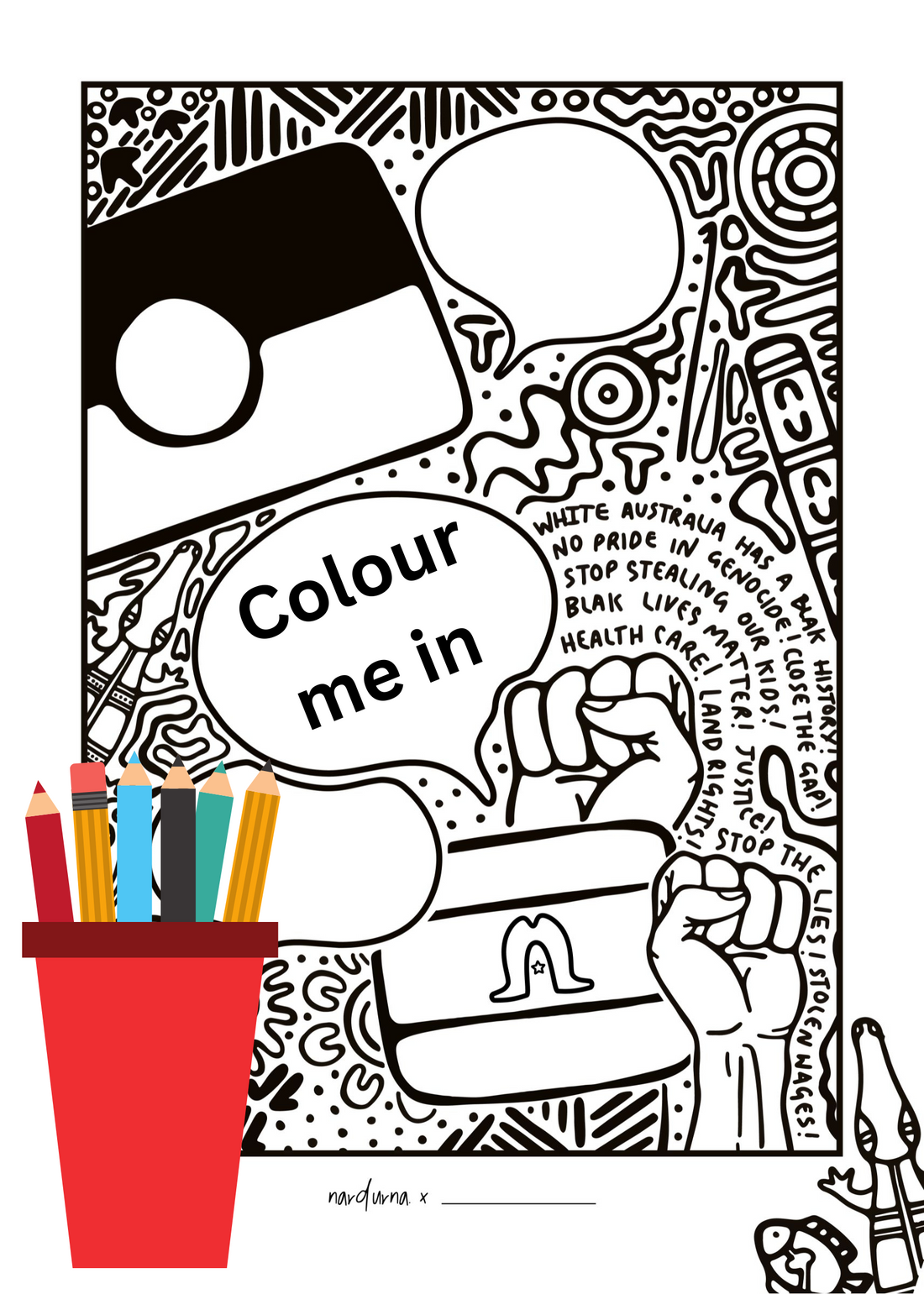 NAIDOC Poster Colouring In Sheet Nardurna