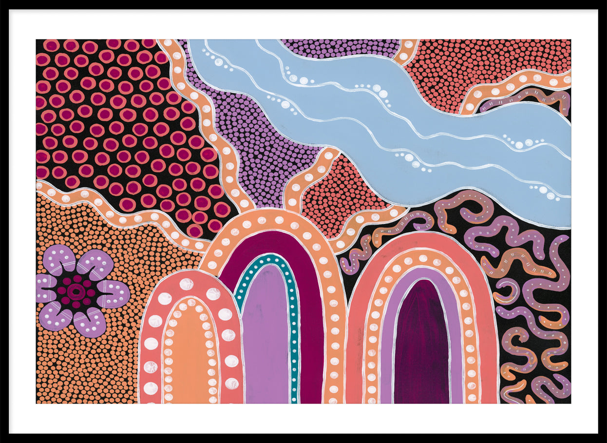 Aboriginal Art Inspired Tree of Life a digital dot art painting